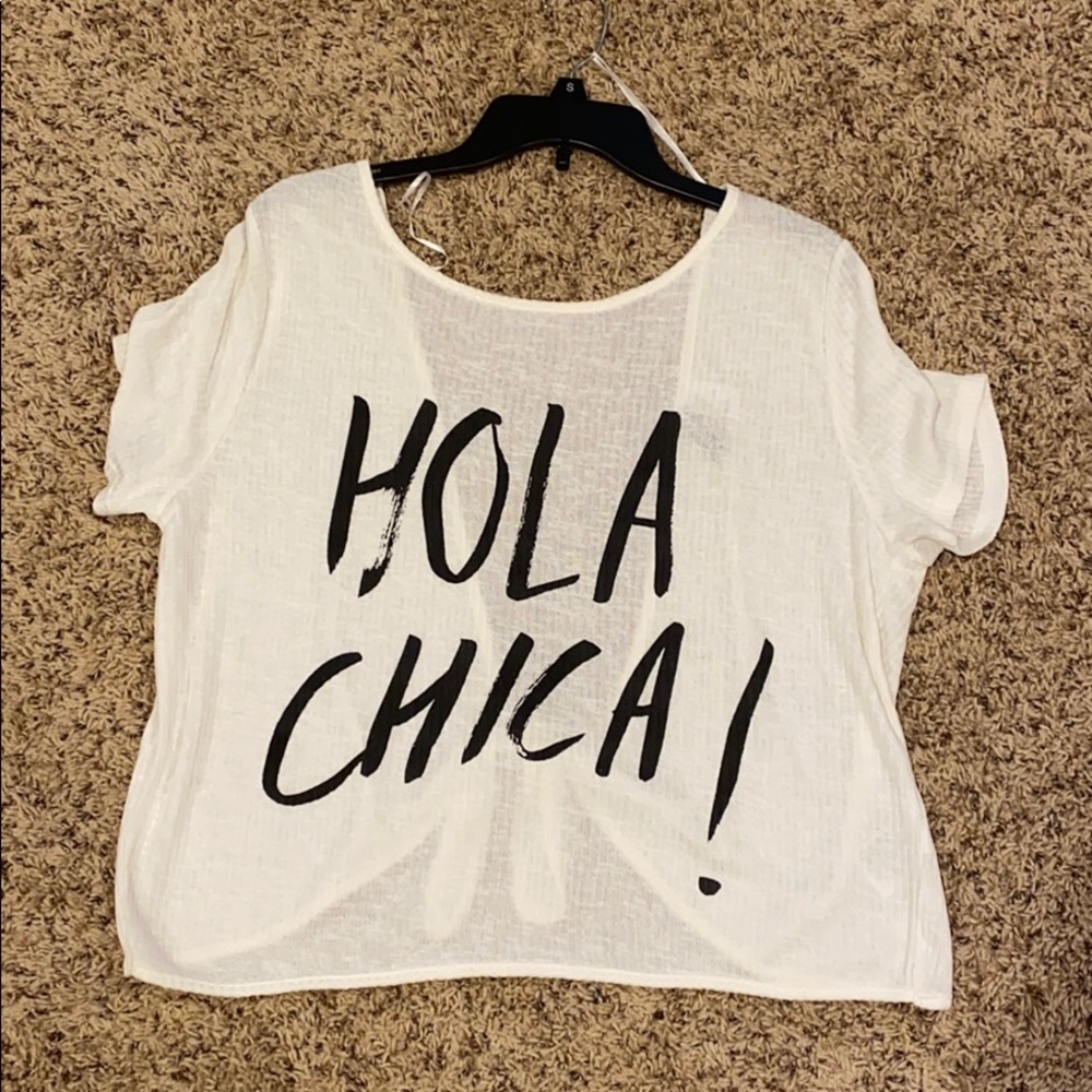 Cream H&M Oversized semi cropped tee